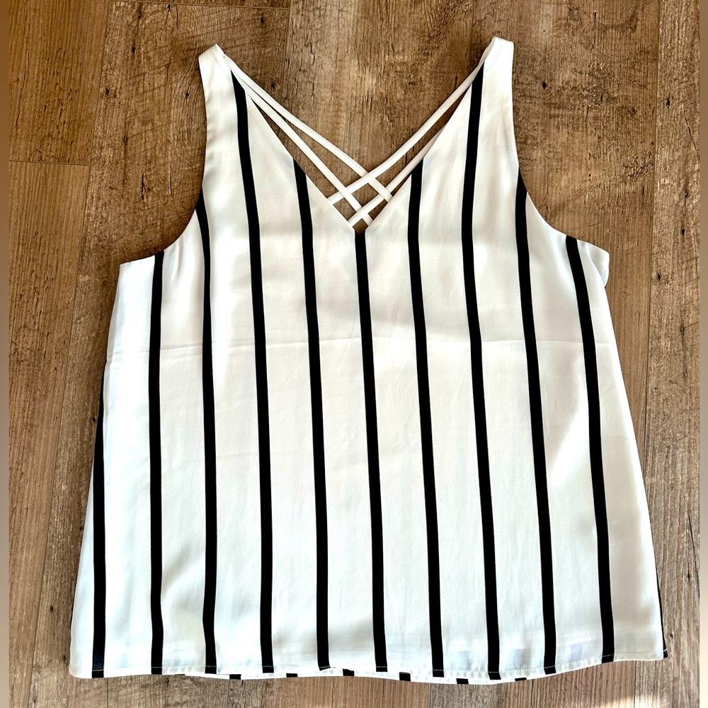 Express Black and White Striped Tank